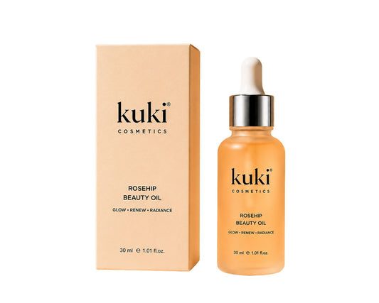 KUKI Rosehip Beauty Oil for radiant looking skin and daily facial care with box