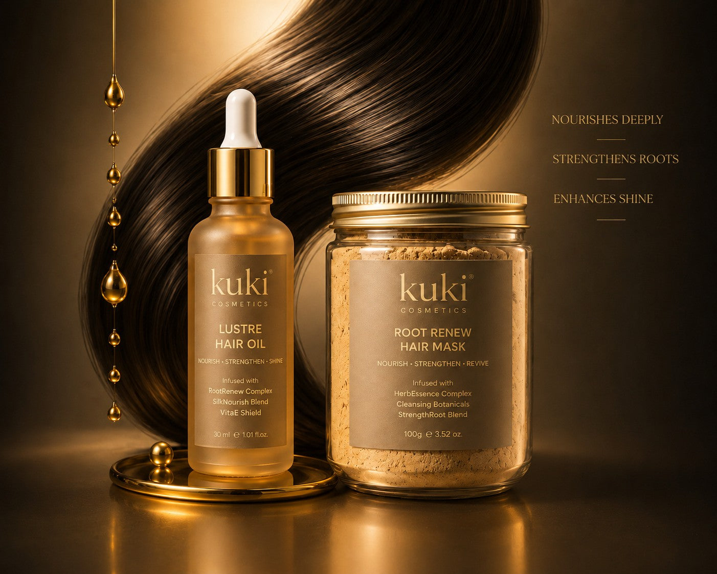 kuki haircare products for hair strengthening, stronger roots, and for shinier hair