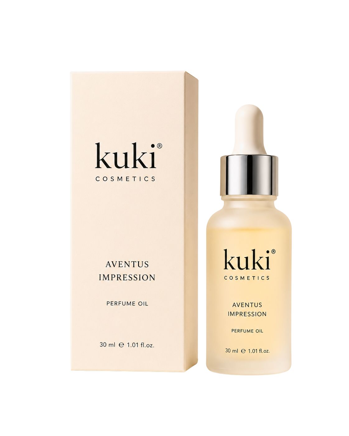 KUKI Aventus Impression perfume oil with a fresh fruity and woody fragrance profile with box