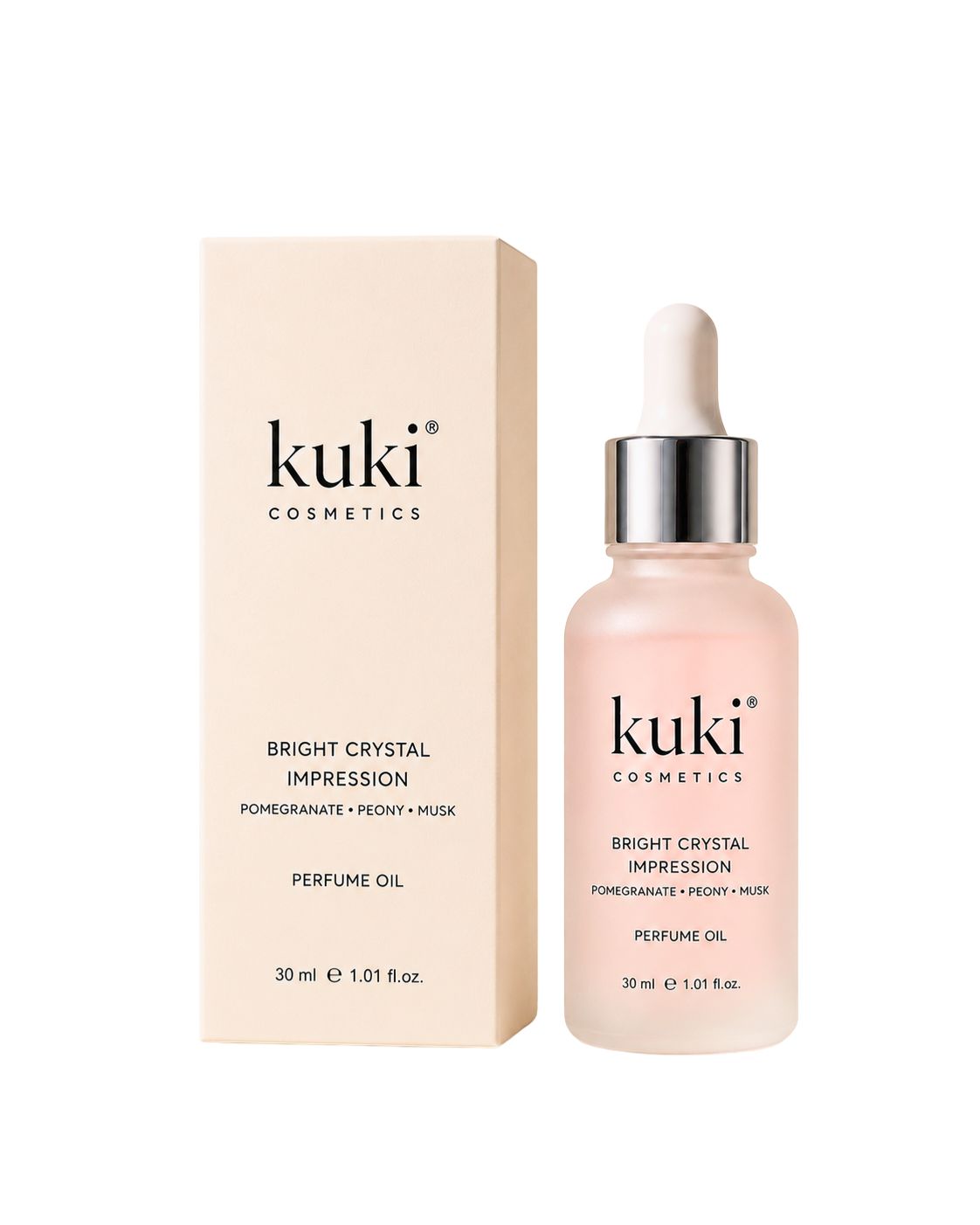 KUKI Bright Crystal Impression perfume oil with a bright floral and fruity fragrance with box