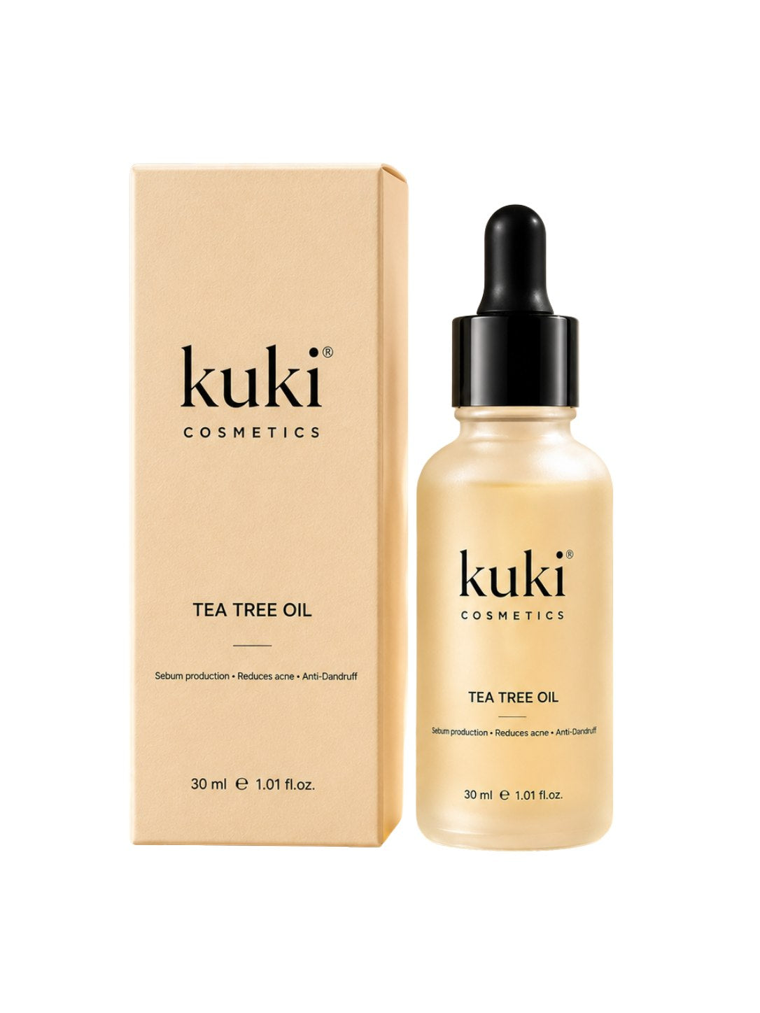 KUKI Tea Tree Essential Oil bottle with premium packaging