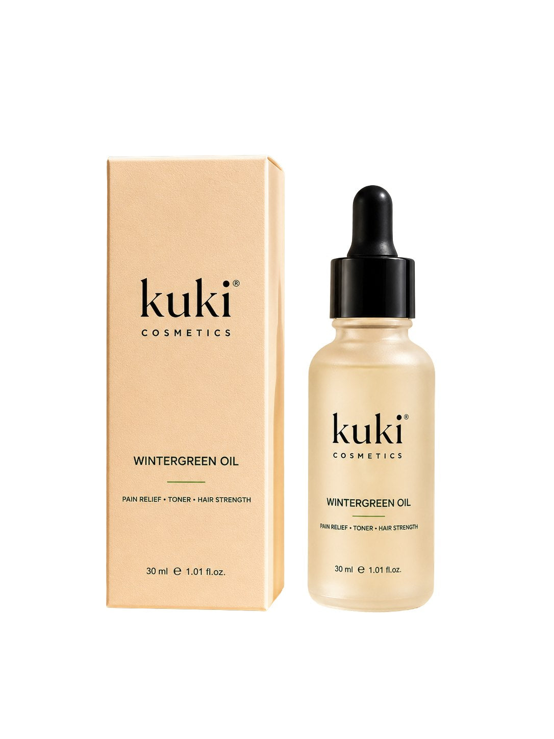 KUKI Wintergreen Essential Oil bottle with premium packaging